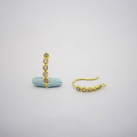 純銀鍍金五鑽耳鉤