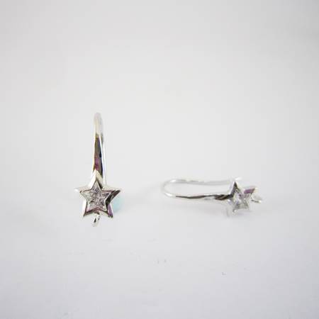 純銀鍍正白K色星形鑽耳鉤