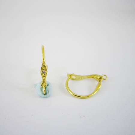 純銀鍍金色C形鑲鑽耳環