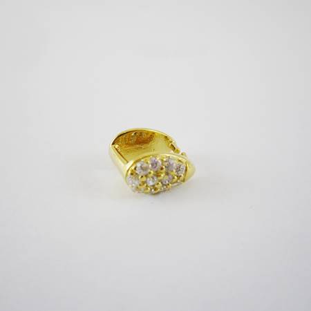 純銀鍍金色蛋形鑲鑽夾頭