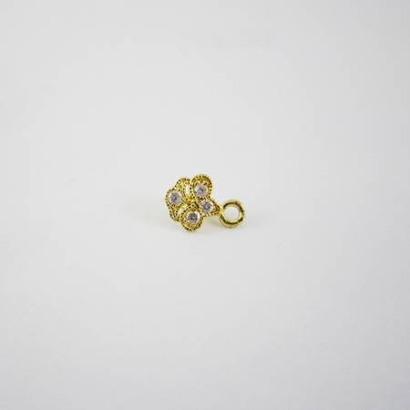 純銀鍍金色吊鐘花鑲鑽直洞耳環夾頭