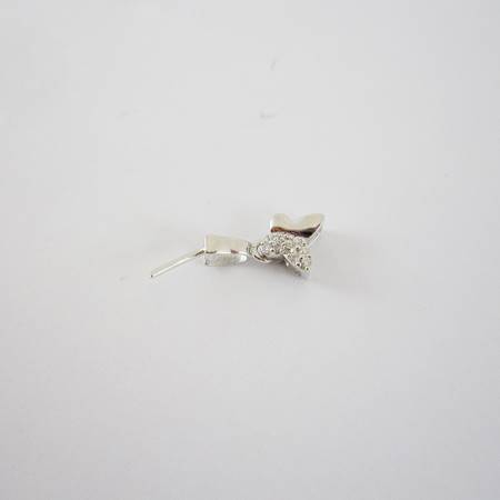 純銀鍍正白K色蝴蝶半邊鑲鑽附夾頭