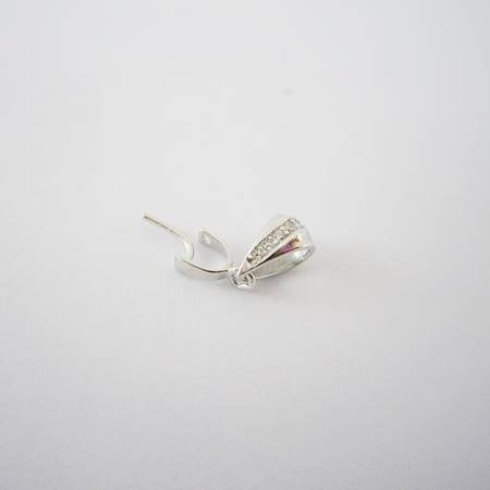 純銀鍍正白K色鑲鑽鍊頭附夾頭