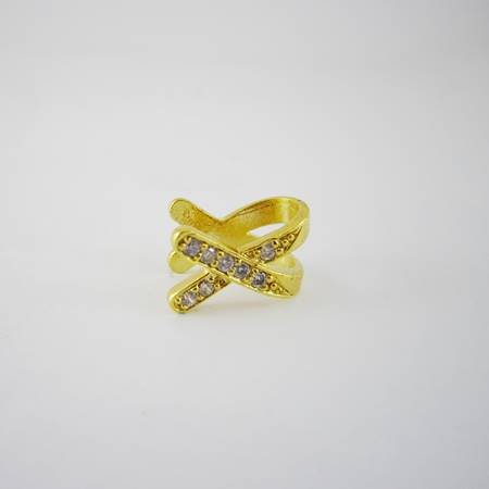 純銀鍍金色X鑲鑽夾頭