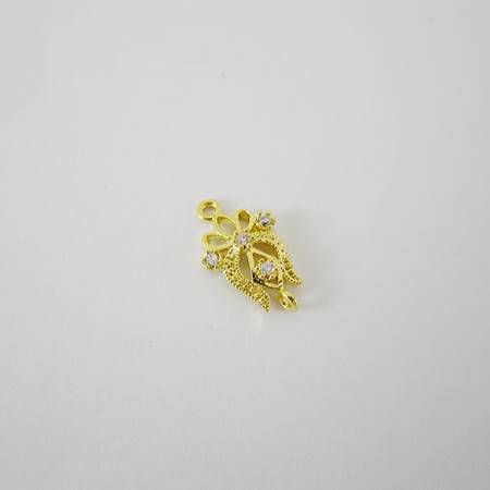 純銀鍍金色雙孔花冠鑽飾