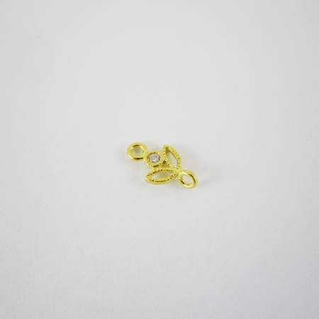 純銀鍍金色雙孔單鑽雙葉