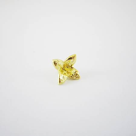 9mm純銀鍍金色四葉鑲鑽花帽