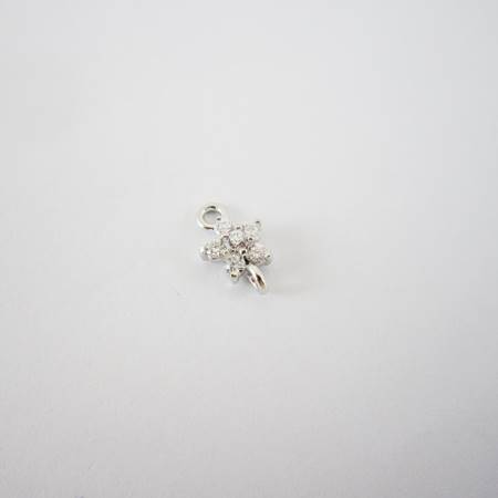 6mm純銀鍍正白K色雙孔五瓣花鑲鋯石