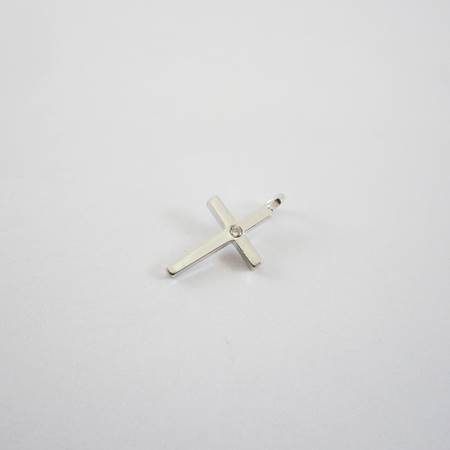 10mm純銀鍍正白K色單孔十字架