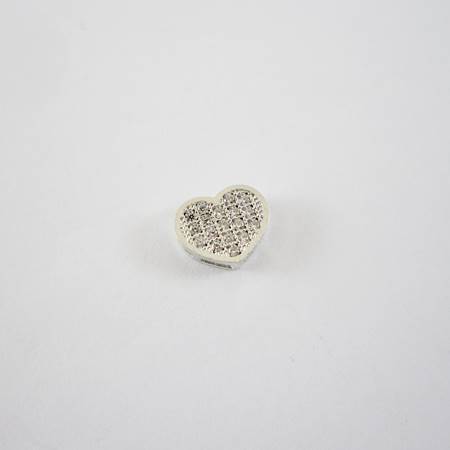 8mm純銀鍍正白K色心型鑲鑽