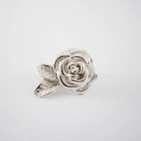 純銀鍍正白K單孔玫瑰花扣頭