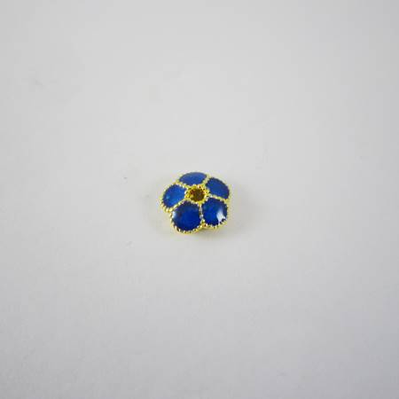 7mm純銀鍍金色五辦花琺瑯花帽