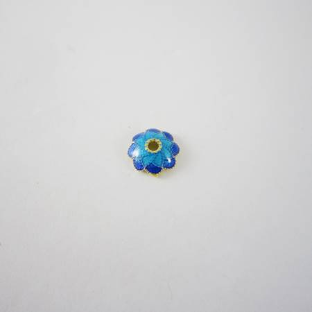7mm純銀鍍金色雙色風車琺瑯花帽