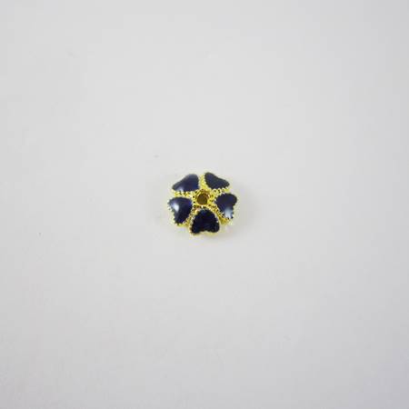 8mm純銀鍍金色五心琺瑯花帽