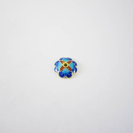 9mm純銀鍍金色四瓣心琺瑯花帽