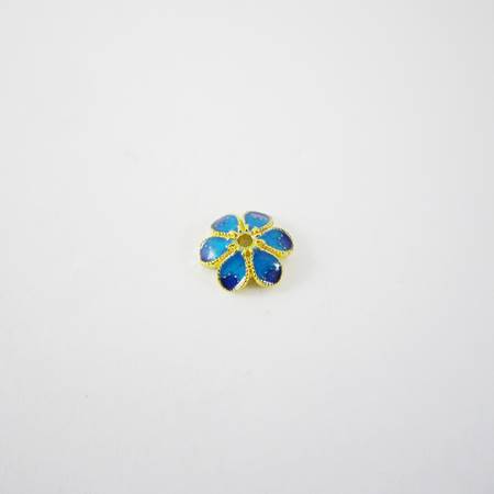 9mm純銀鍍金色雙色漸層六辦琺瑯花帽