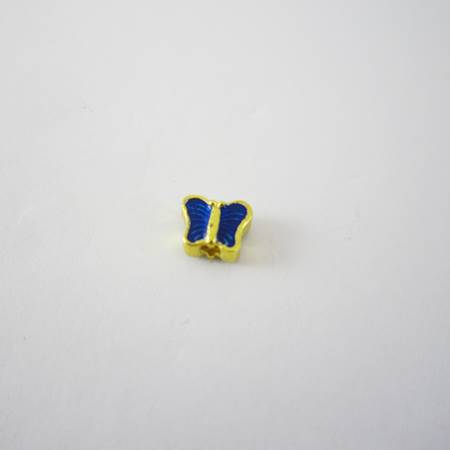 6mm純銀鍍金色直洞琺瑯蝴蝶