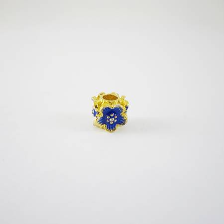 5mm純銀鍍金色正方體五瓣花隔飾