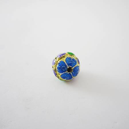 10mm純銀鍍金色花紋琺瑯圓球