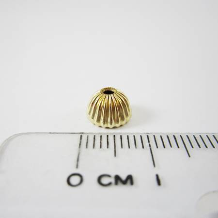 7mm包14K金條紋半圓花帽