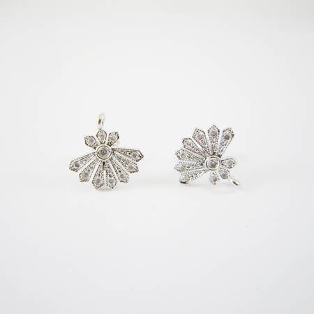 10x12mm純銀鍍正白K色扇形