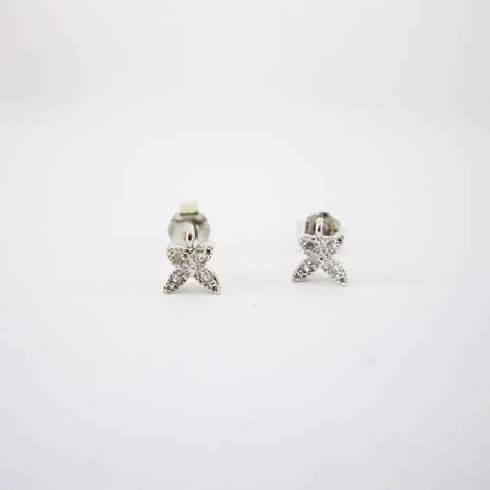 5mm正白K色蝴蝶鑲鑽純銀耳針