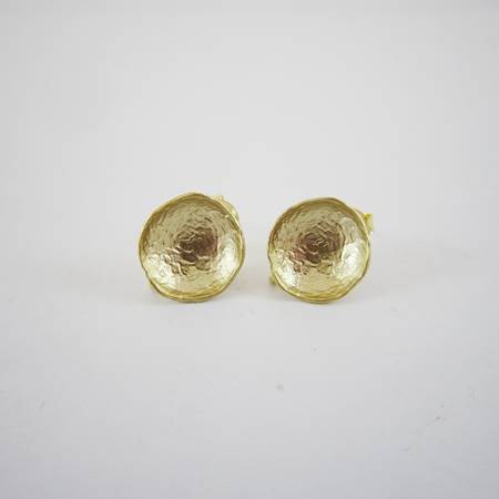 10mm霧金內凹圓形純銀耳針