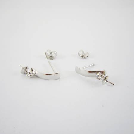 13mm純銀鍍正白K色弧形附帽針耳針