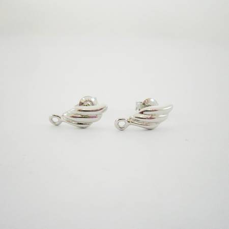 10mm純銀鍍正白K色三斜紋耳針