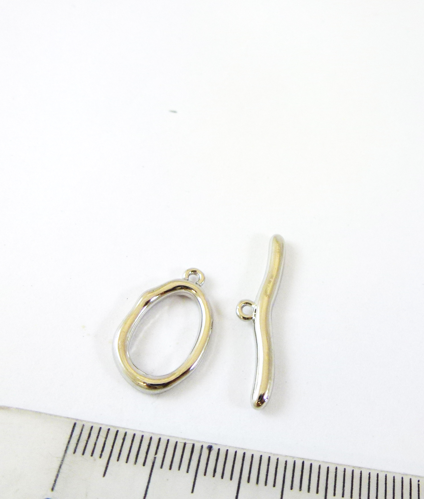 16mm合金鍍白K不規則橢圓棍扣