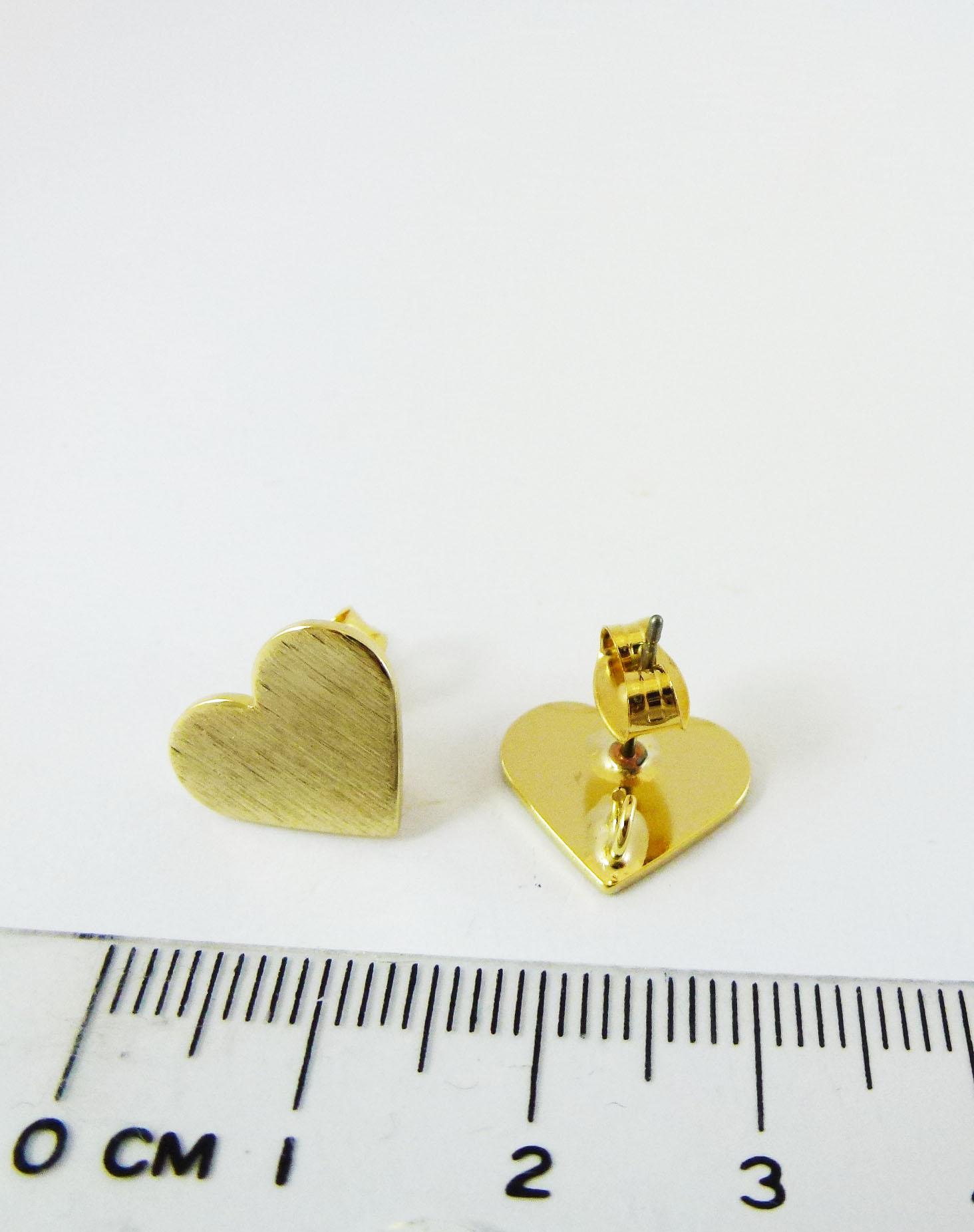 銅鍍金色心形不銹鋼耳針