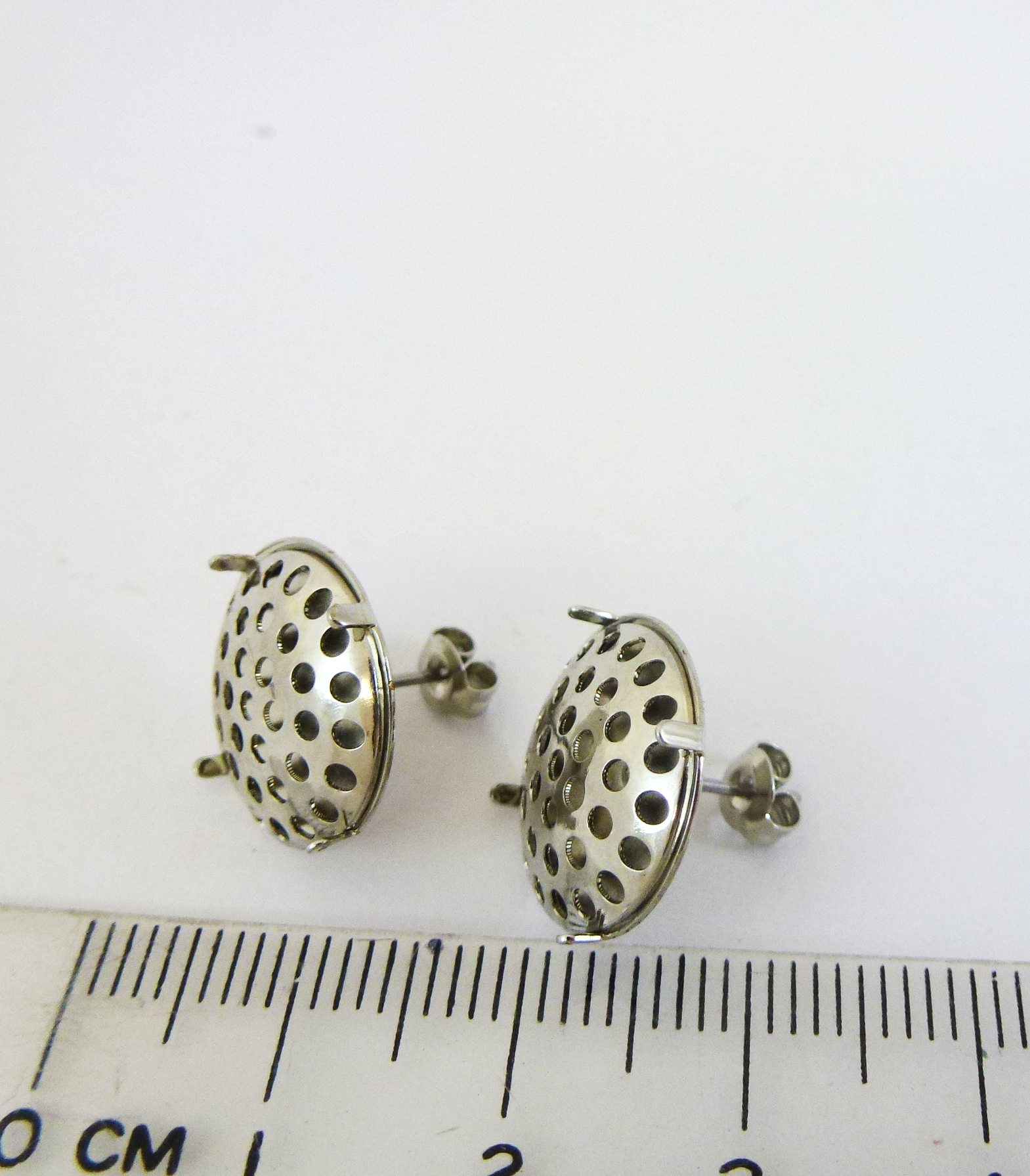 14mm銅鍍白K網盤不銹鋼耳針