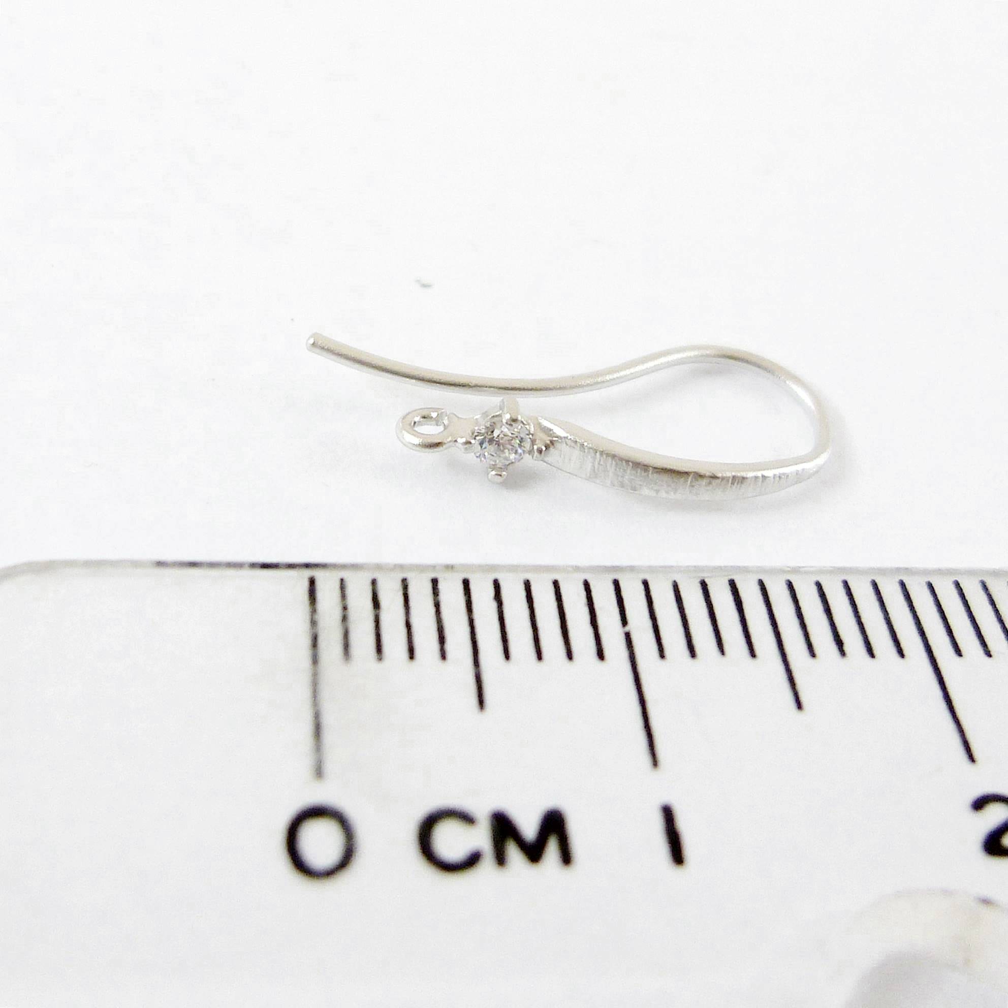 銅鍍霧銀色單鑽耳鉤-15mm