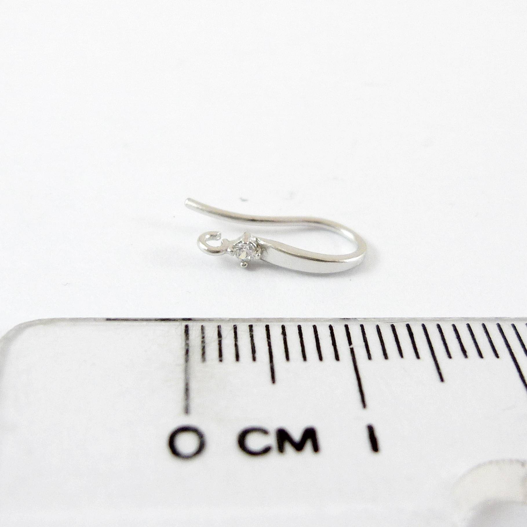 銅鍍霧銀色單鑽耳鉤-10mm