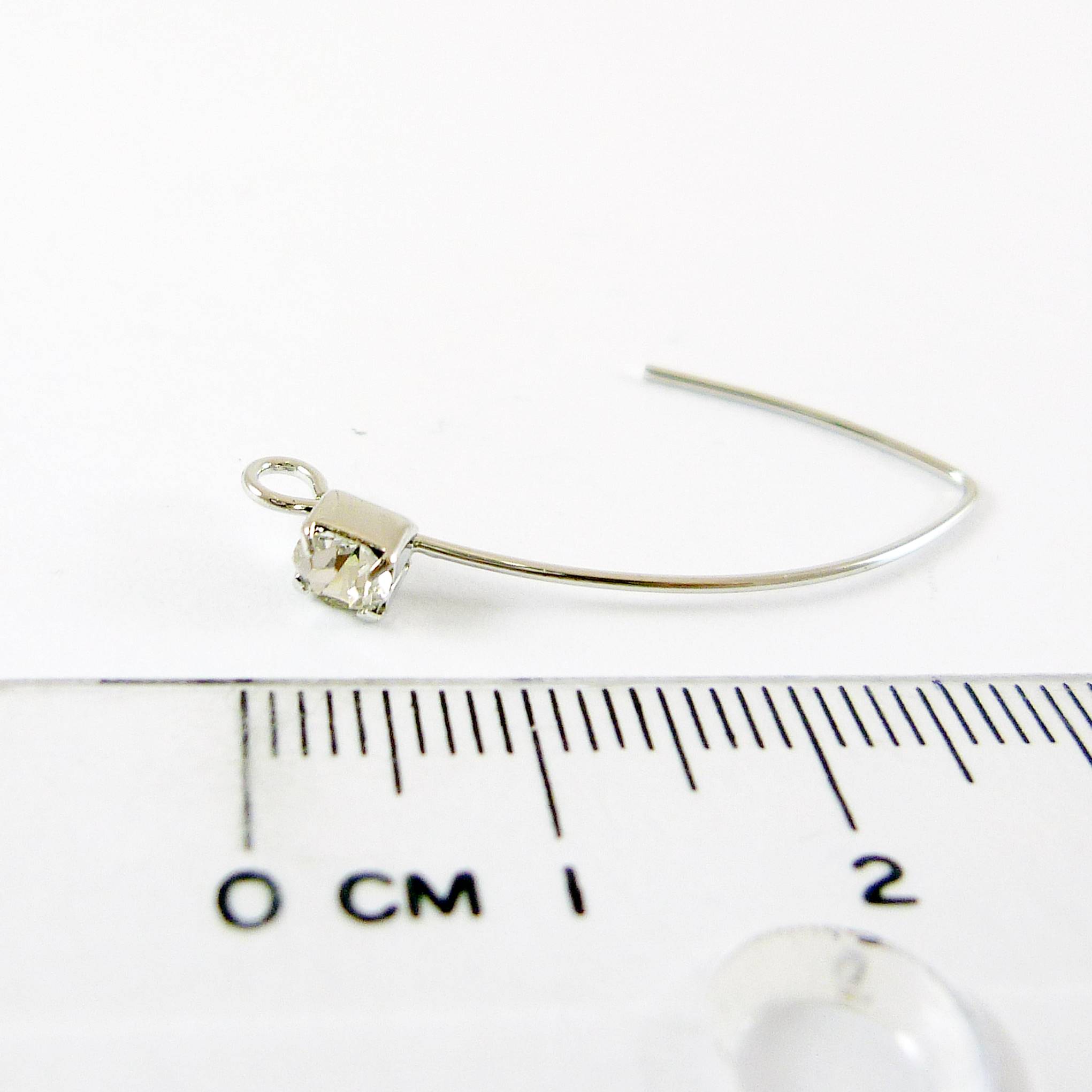 正白K單鑽魚桿形耳鉤