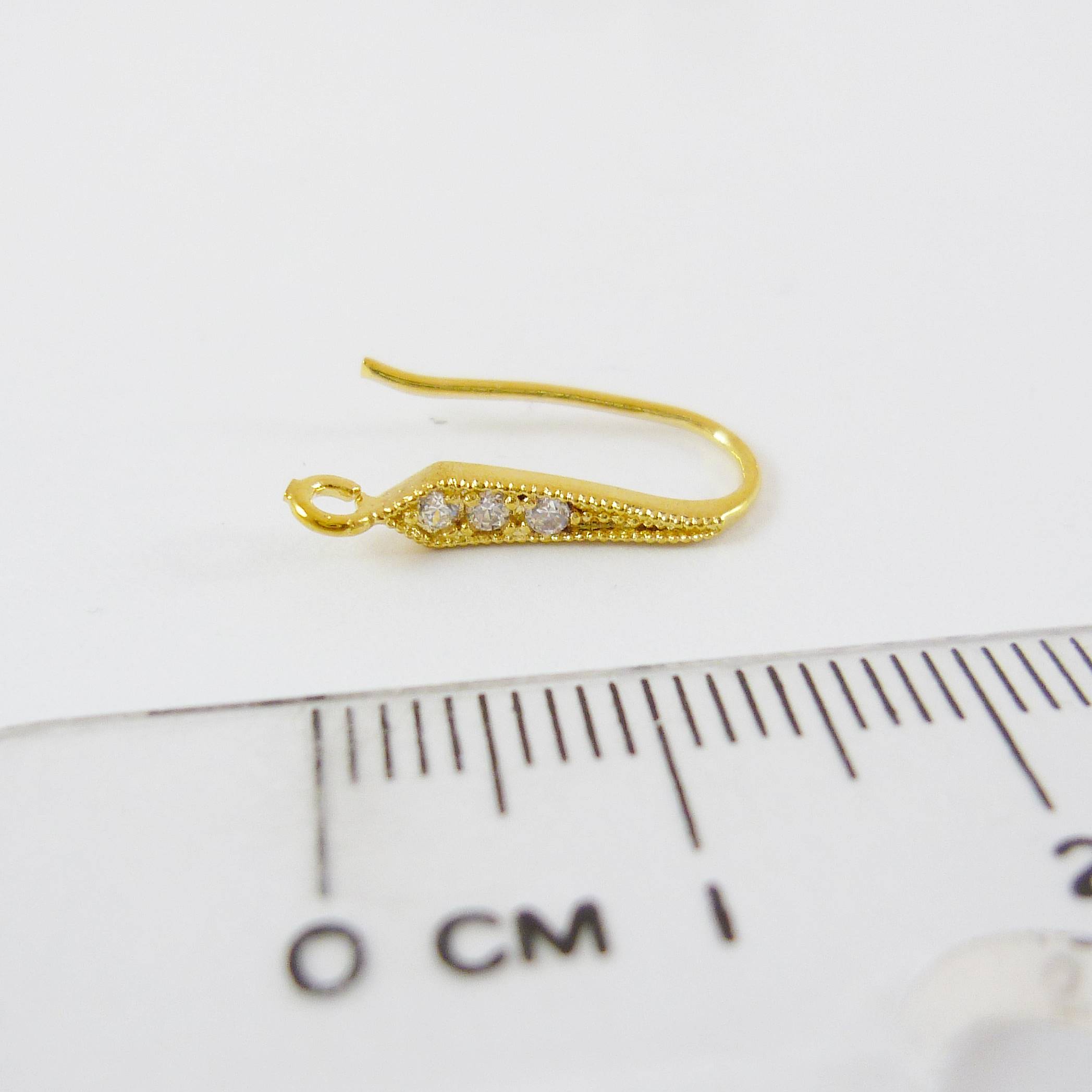 銅鍍霧金色單鑽耳鉤