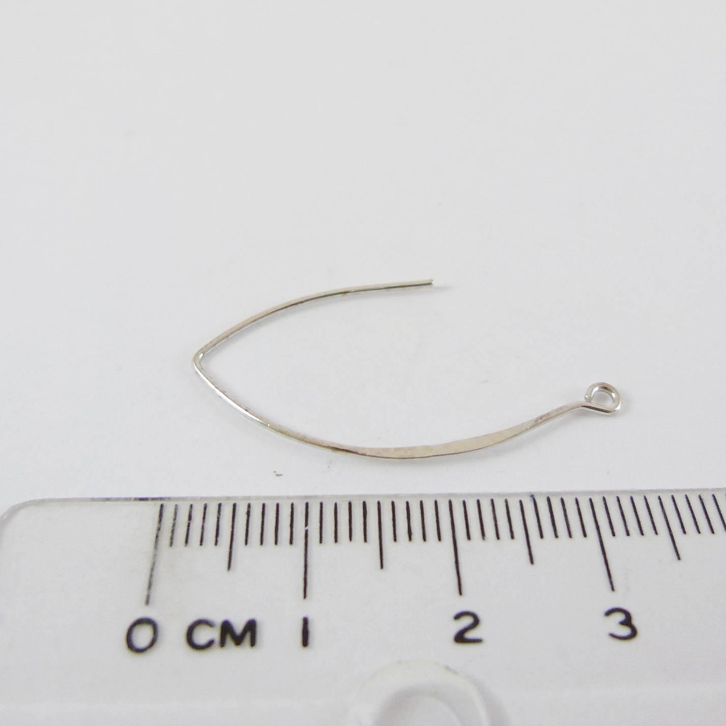 純銀鍍正白K色扁魚桿形耳鉤