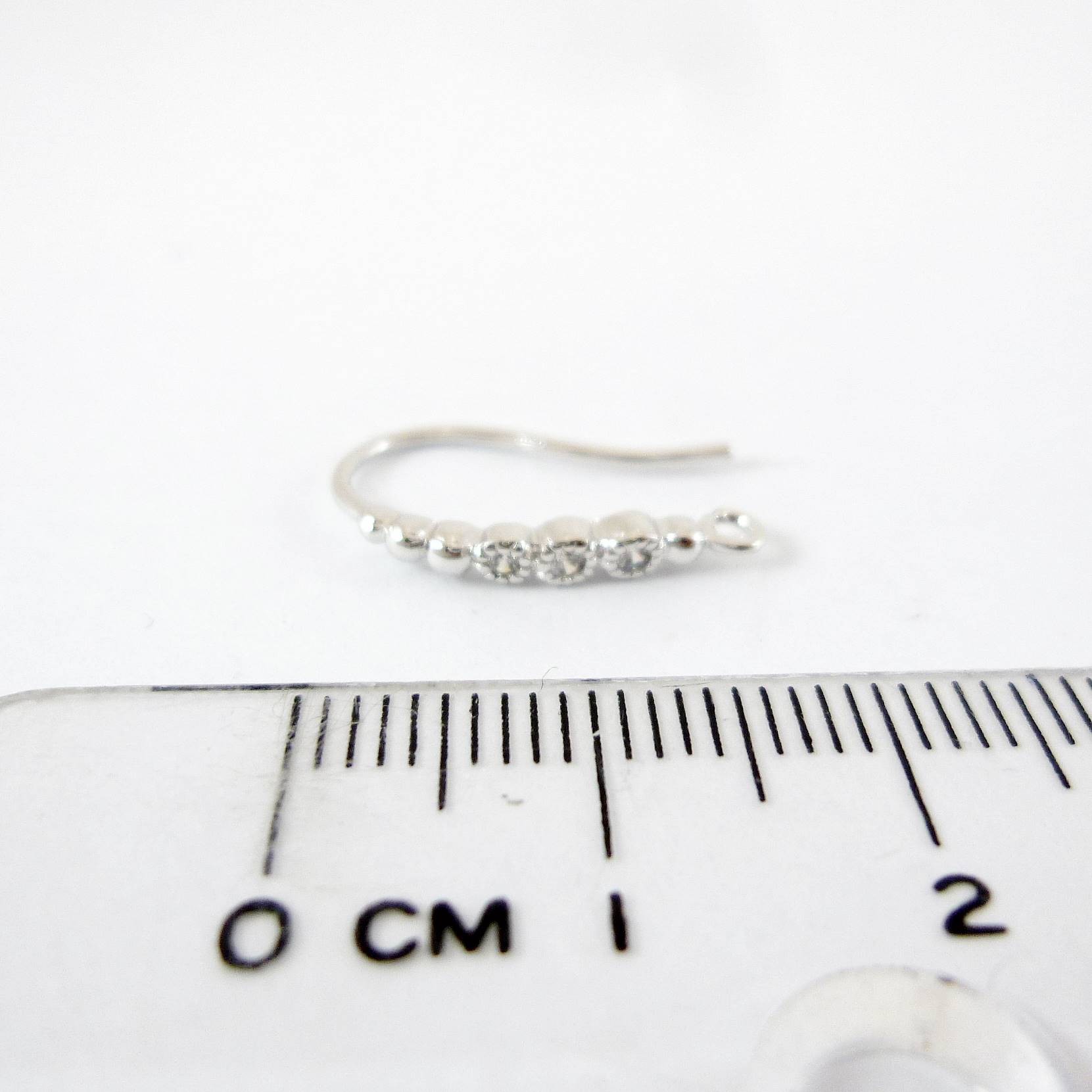 銅鍍正白K色圓球三鑽耳鉤