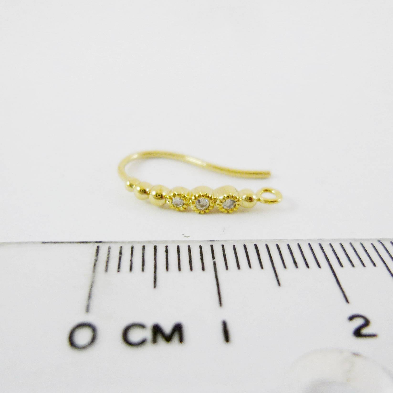 銅鍍金色圓球三鑽耳鉤