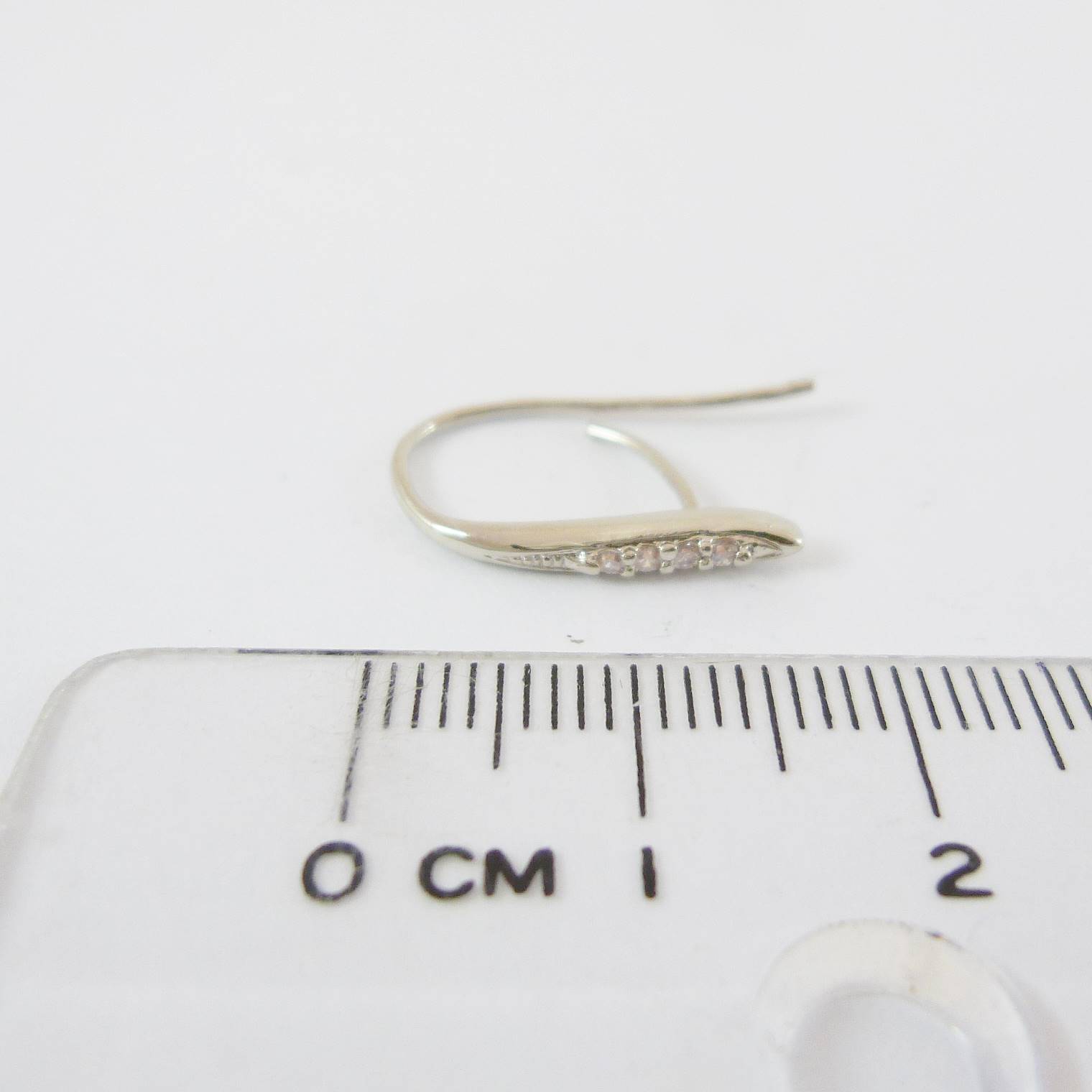 銅鍍正白K色勾形鑲鑽耳鉤