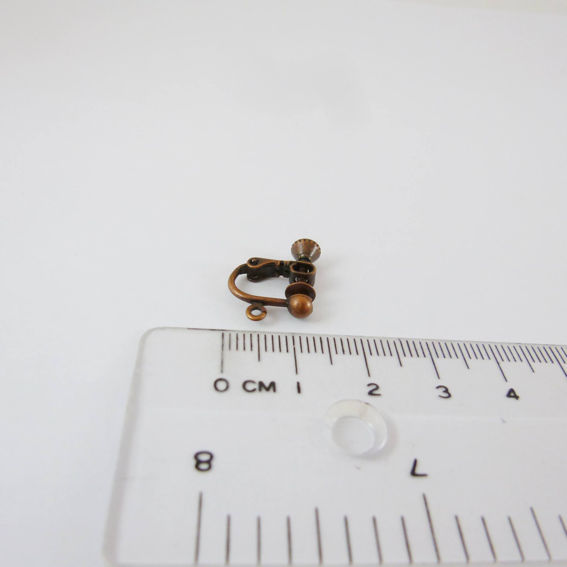 紅古銅色圓球彈簧耳夾