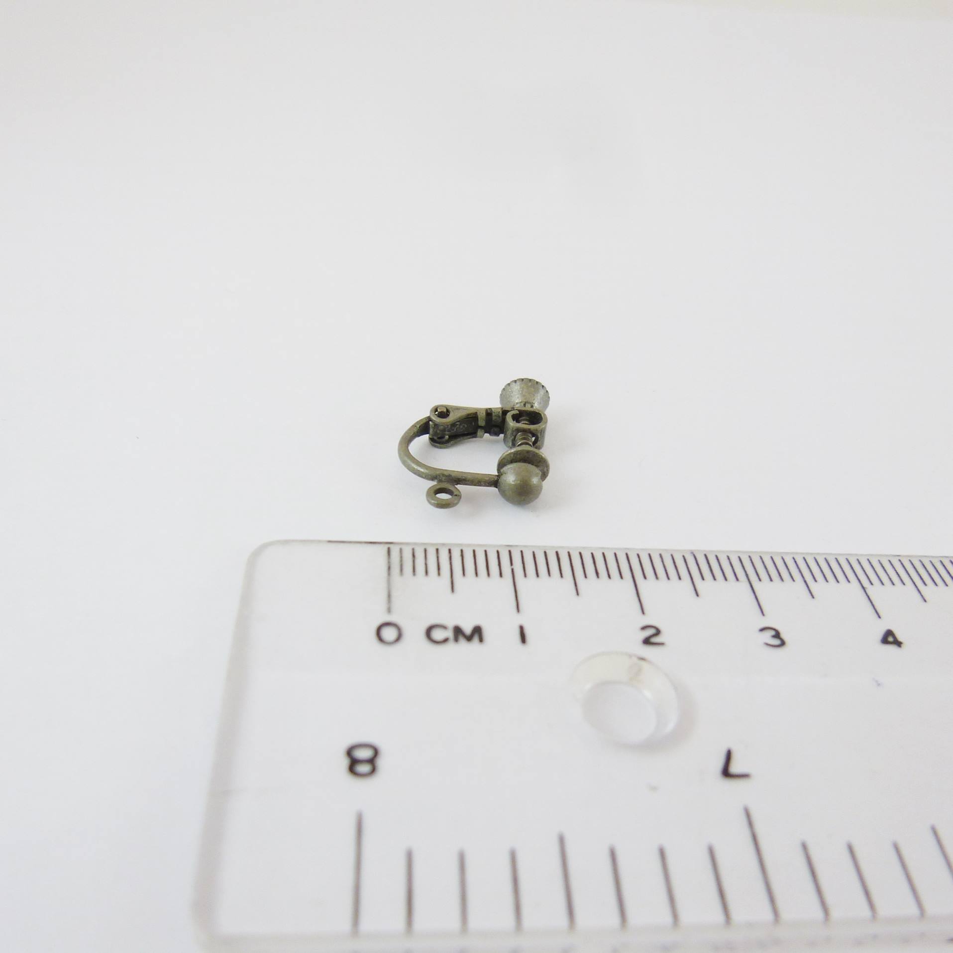 古銀彈簧耳夾圓球