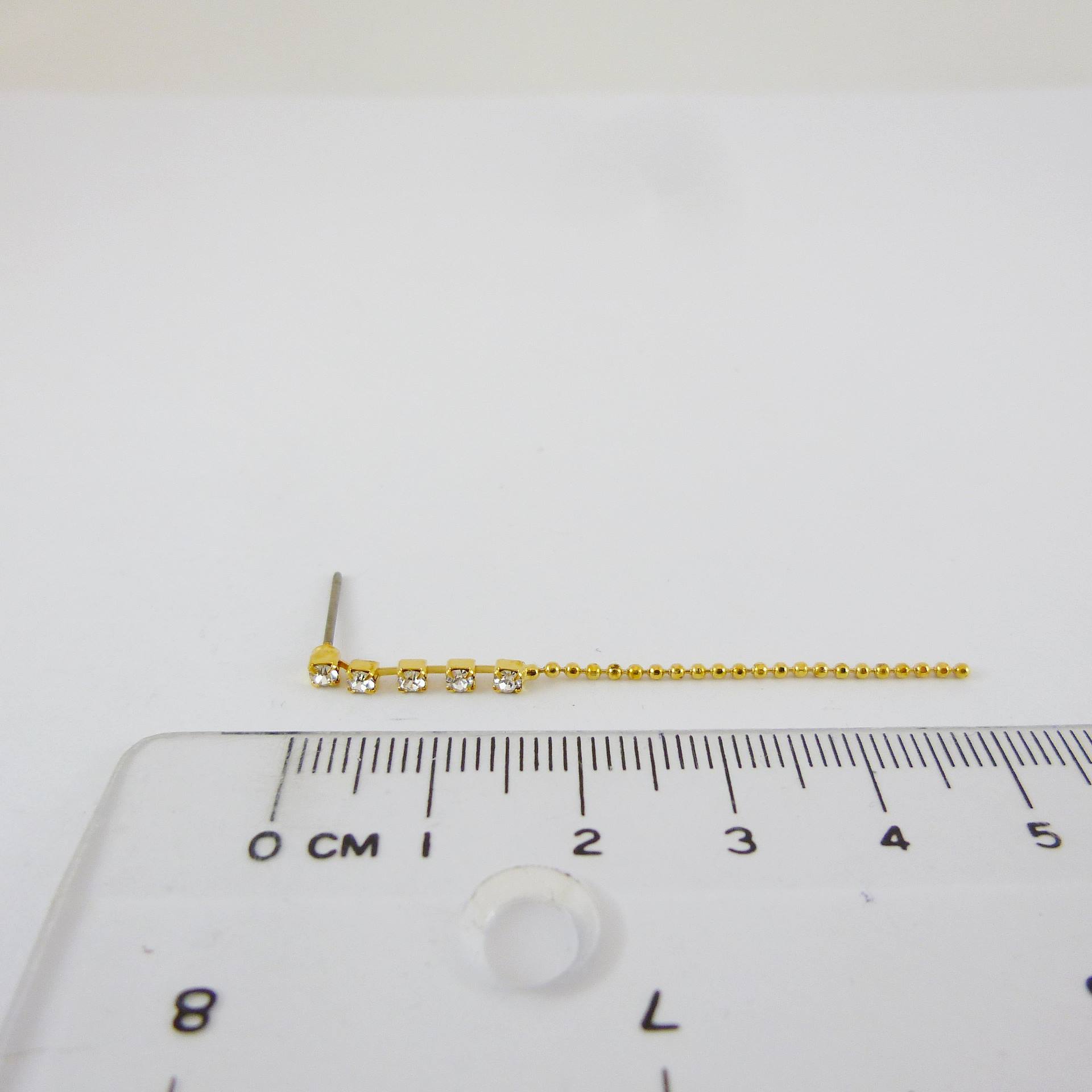 金色四鑽珠鍊耳針組