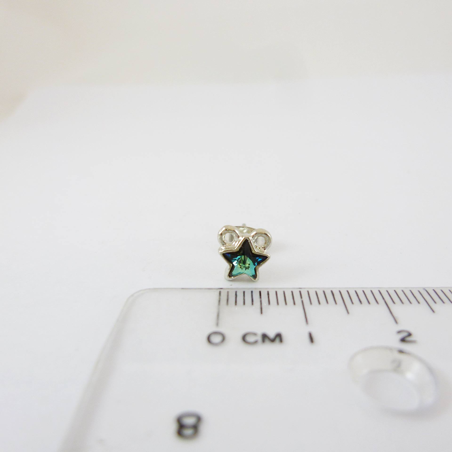 正白K色單孔水鑽星星不銹鋼耳針-海洋之星