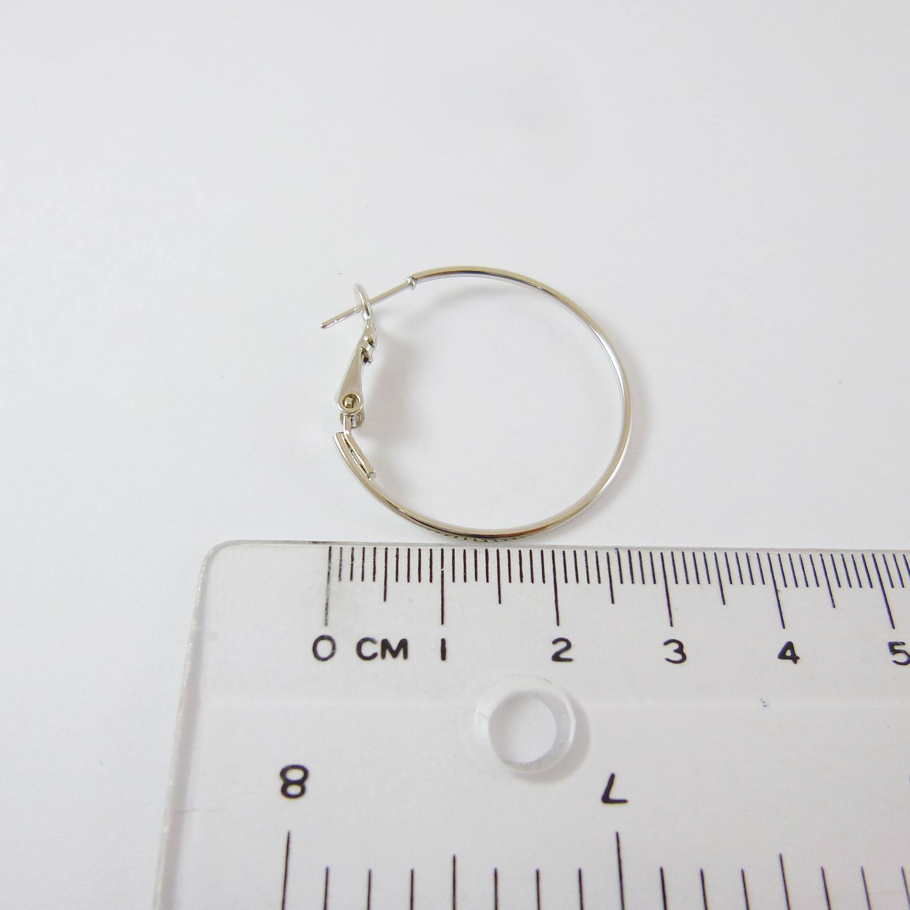 正白k色圓形耳環-30mm