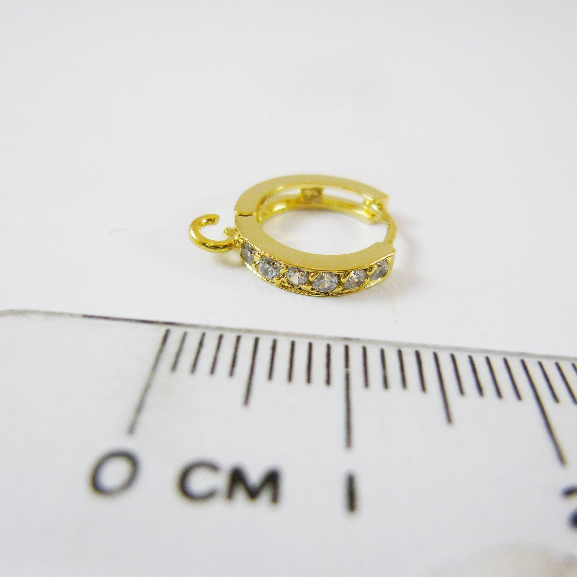 金色圓形鑲鑽純銀耳環