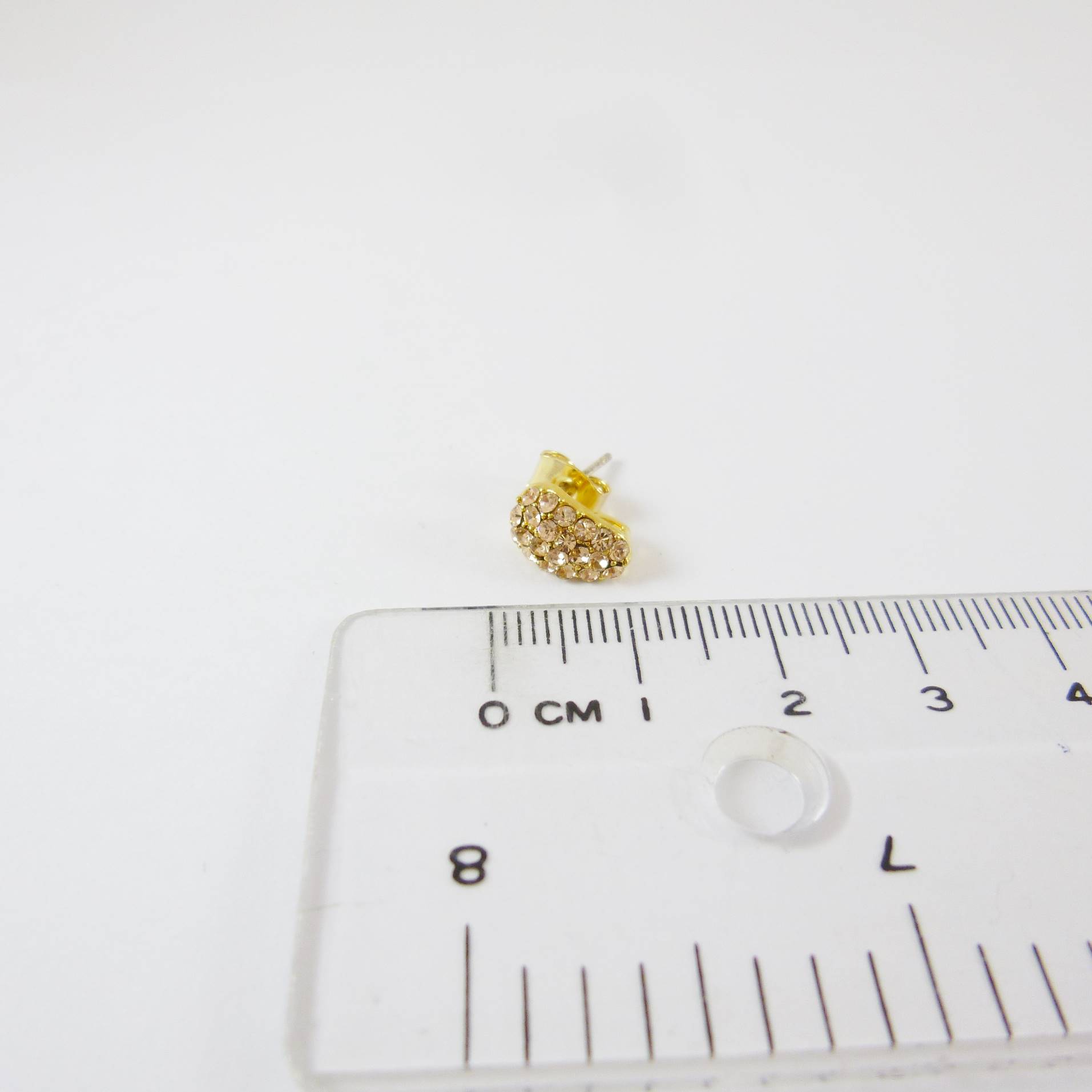 銅鍍金色蛋形鑲鑽純銀耳針-淺橘