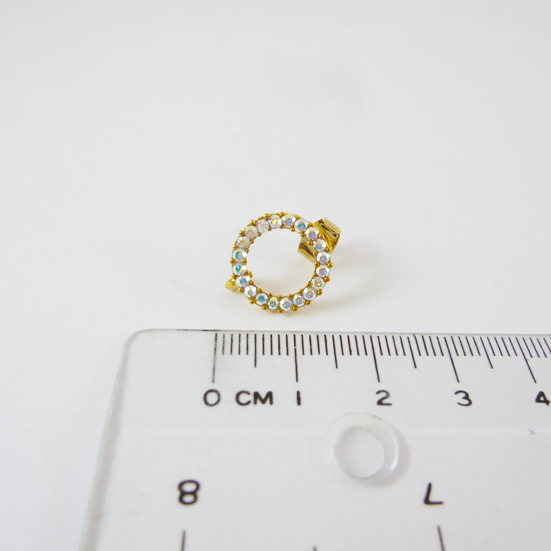 銅鍍金色鑽圈不銹鋼耳針