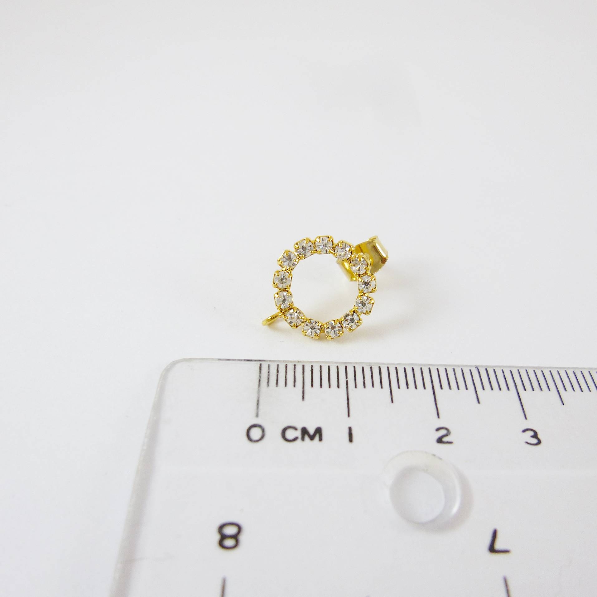 銅鍍金色排鑽圈不銹鋼耳針