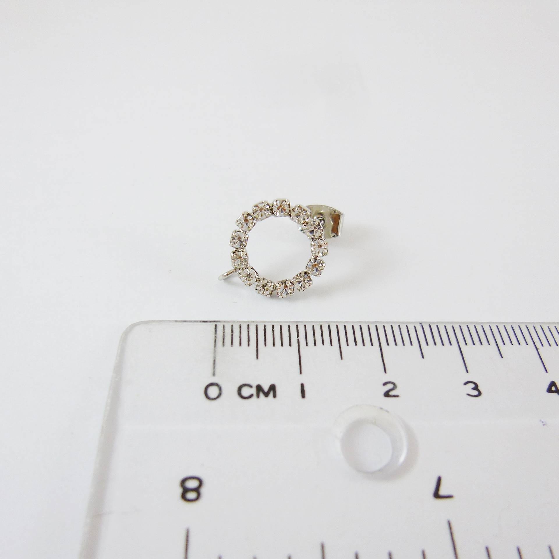 銅鍍正白K色排鑽圈不銹鋼耳針